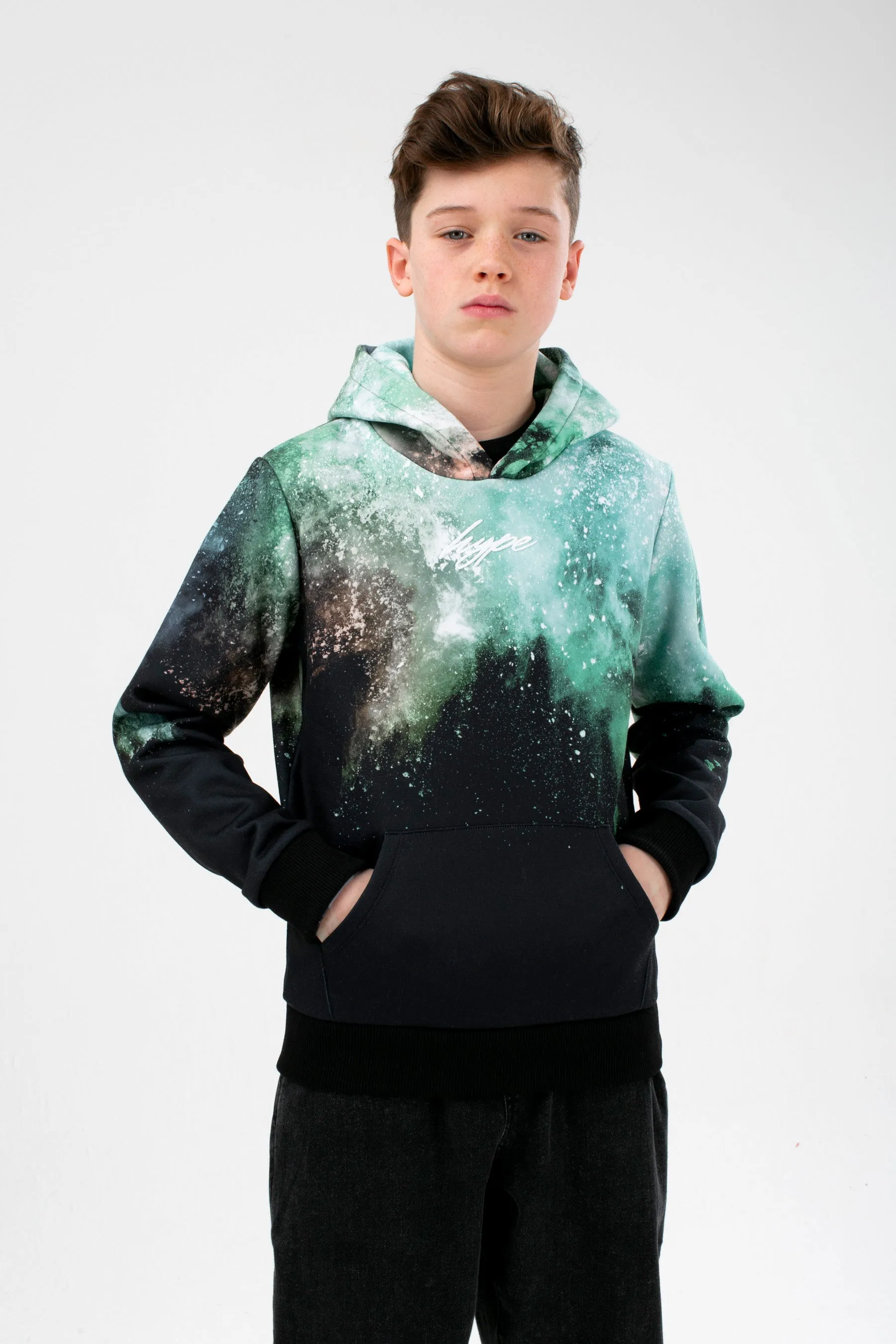 Hype Green Smoke Burst Boys Pullover Hoodie