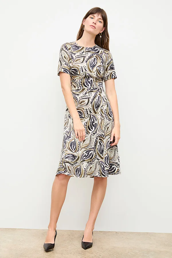 Inez Dress - Washable Silk Charmeuse :: Brushstroke Paisley