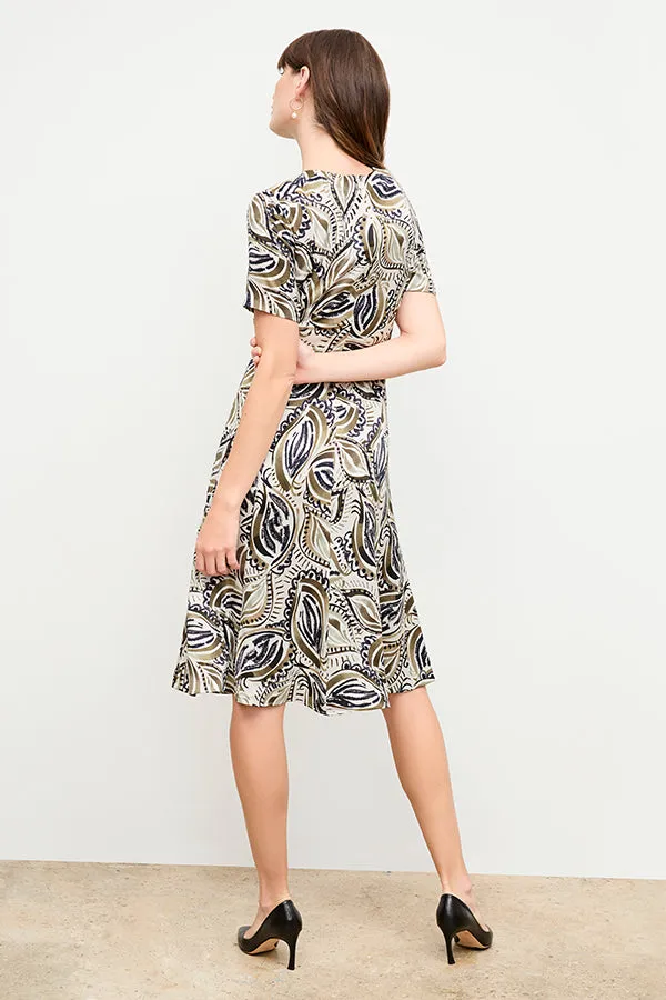 Inez Dress - Washable Silk Charmeuse :: Brushstroke Paisley