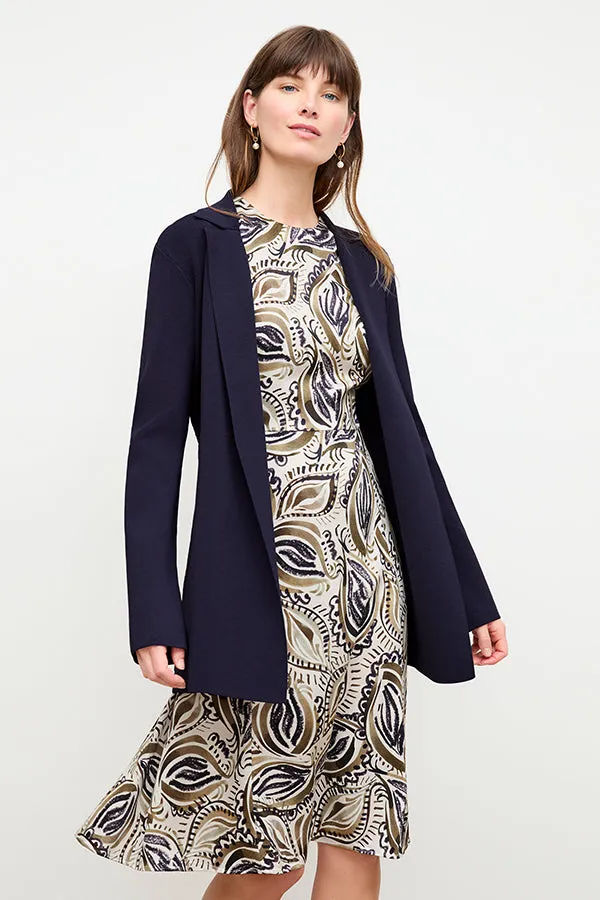 Inez Dress - Washable Silk Charmeuse :: Brushstroke Paisley