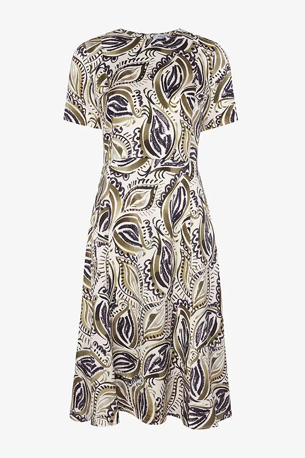 Inez Dress - Washable Silk Charmeuse :: Brushstroke Paisley