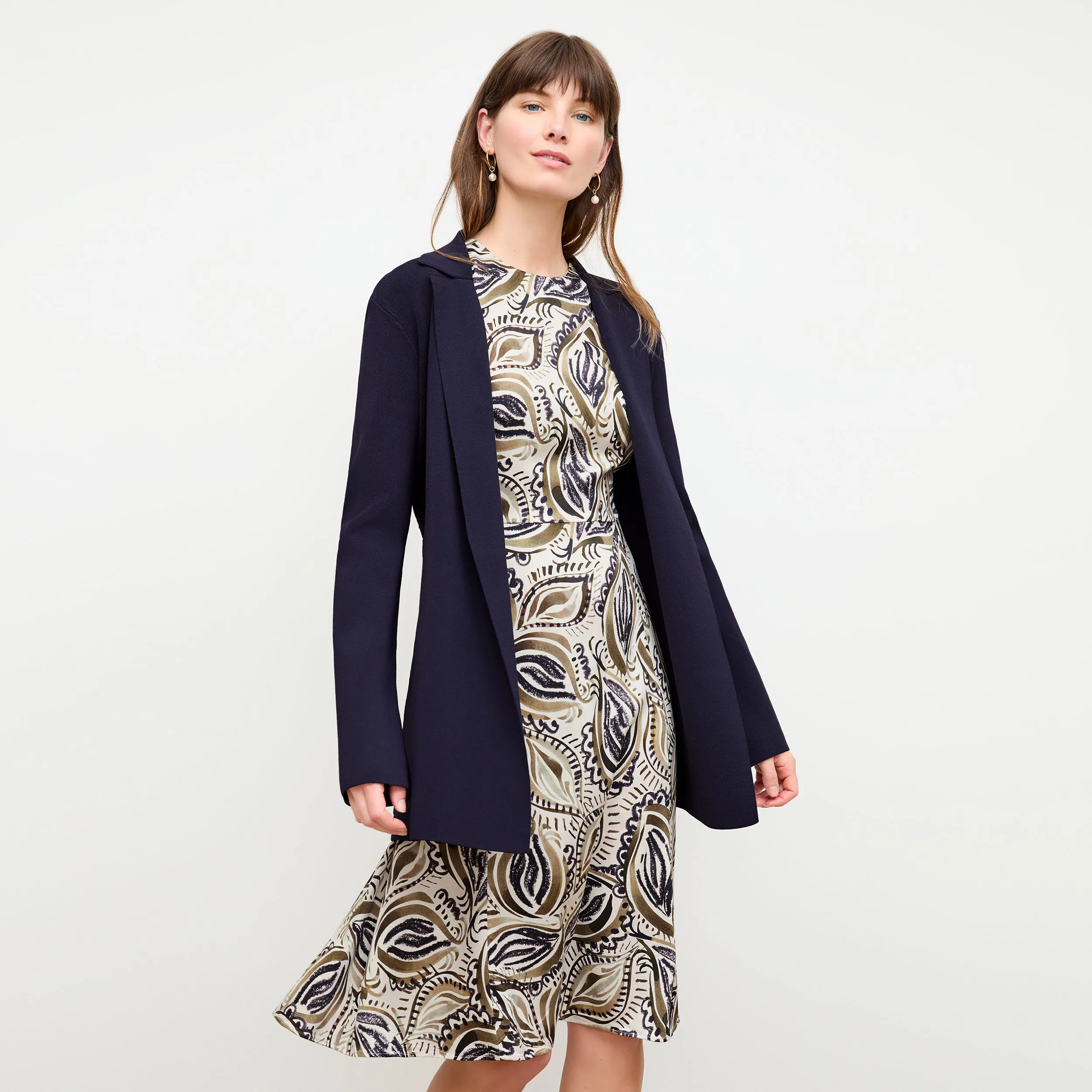 Inez Dress - Washable Silk Charmeuse :: Brushstroke Paisley