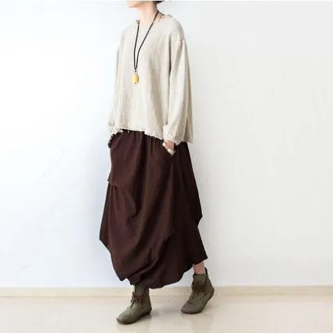 Irregular Cut Retro Maxi Skirt