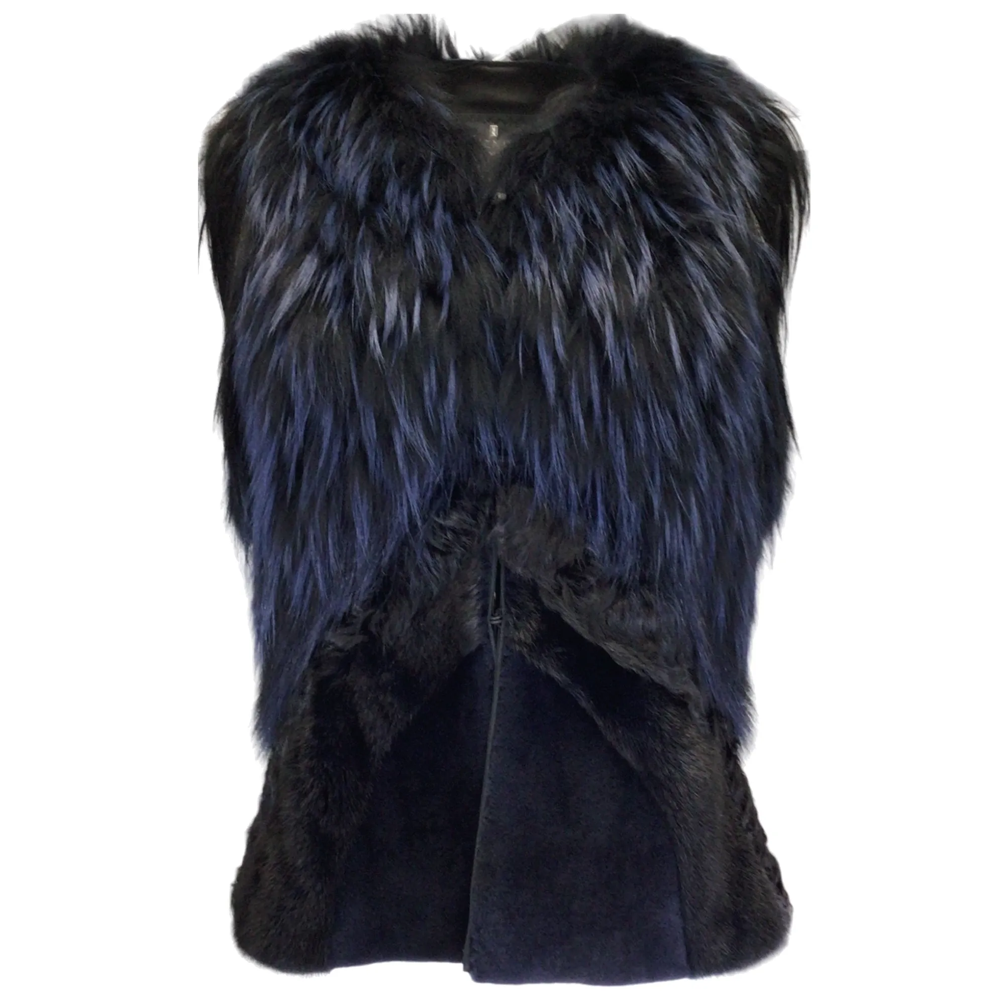 J. Mendel Navy Blue / Black Fur Vest