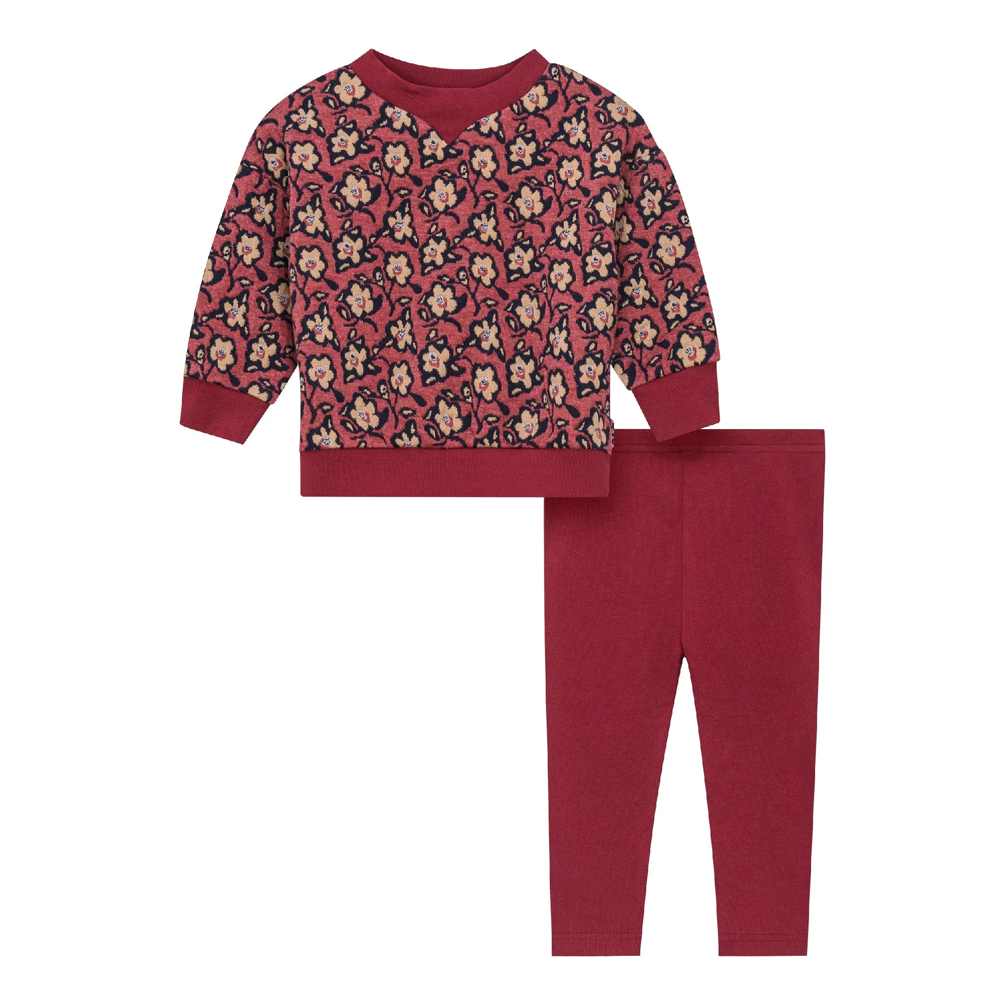 K4704-PRINTED SWEATSHIRT SET-BERRY