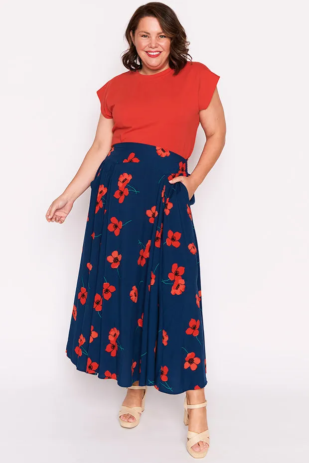 Katelyn Red Poppy Fields Skirt