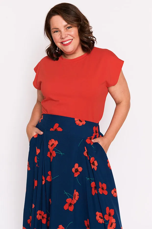 Katelyn Red Poppy Fields Skirt