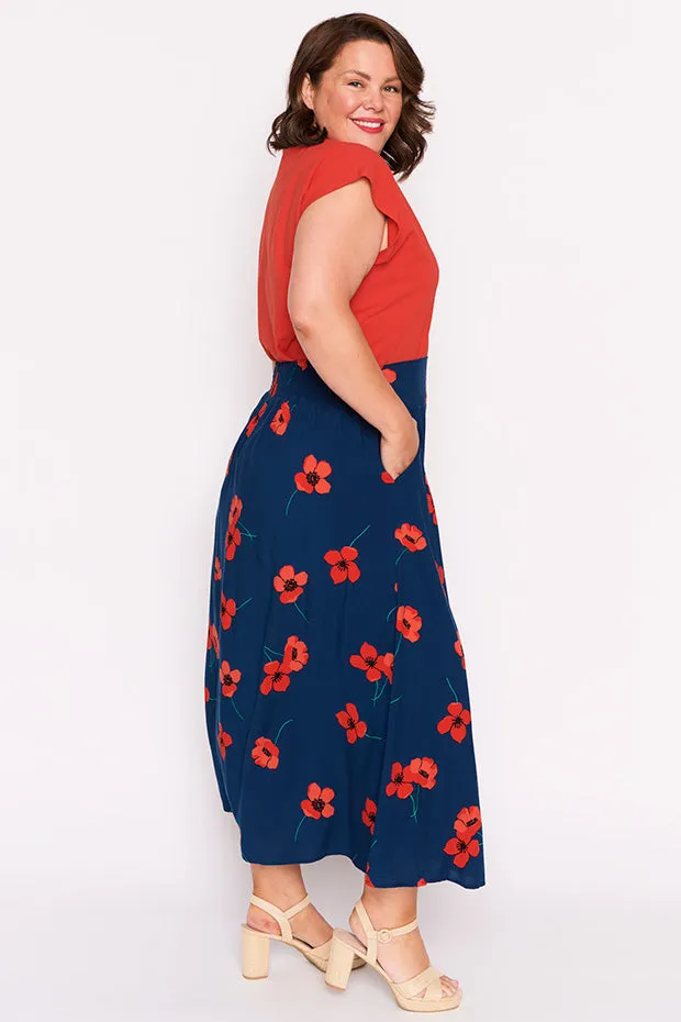 Katelyn Red Poppy Fields Skirt