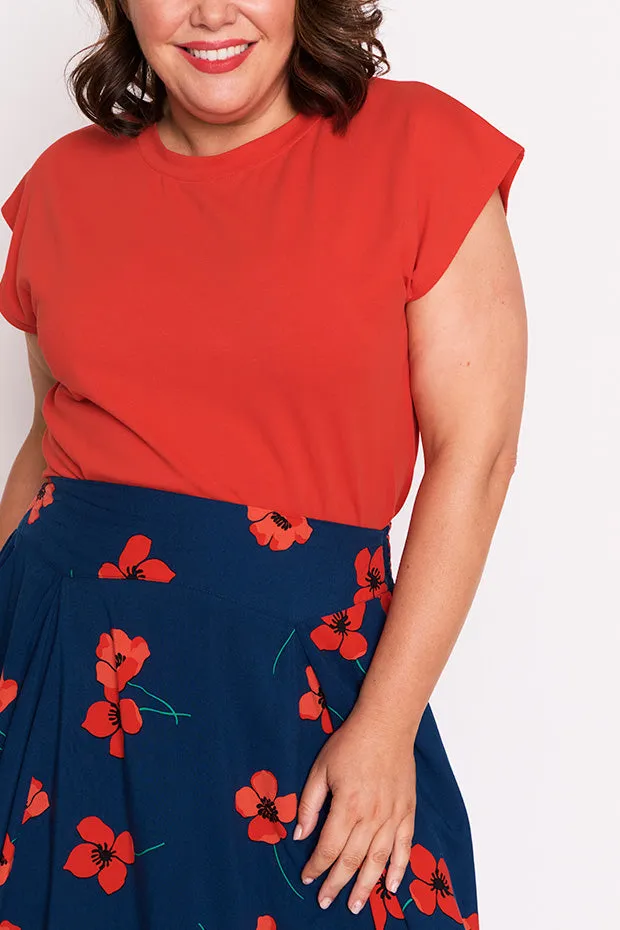 Katelyn Red Poppy Fields Skirt