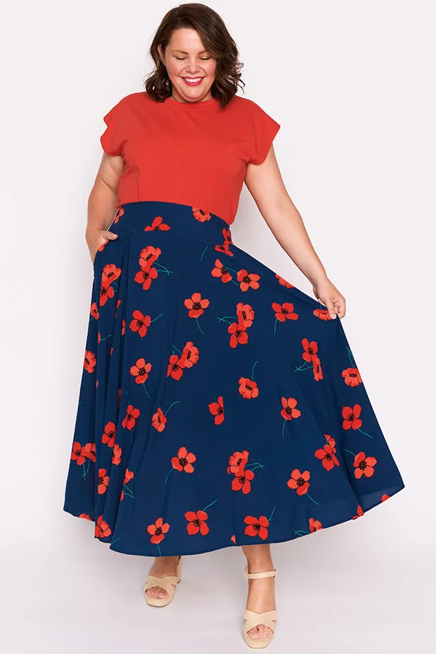 Katelyn Red Poppy Fields Skirt