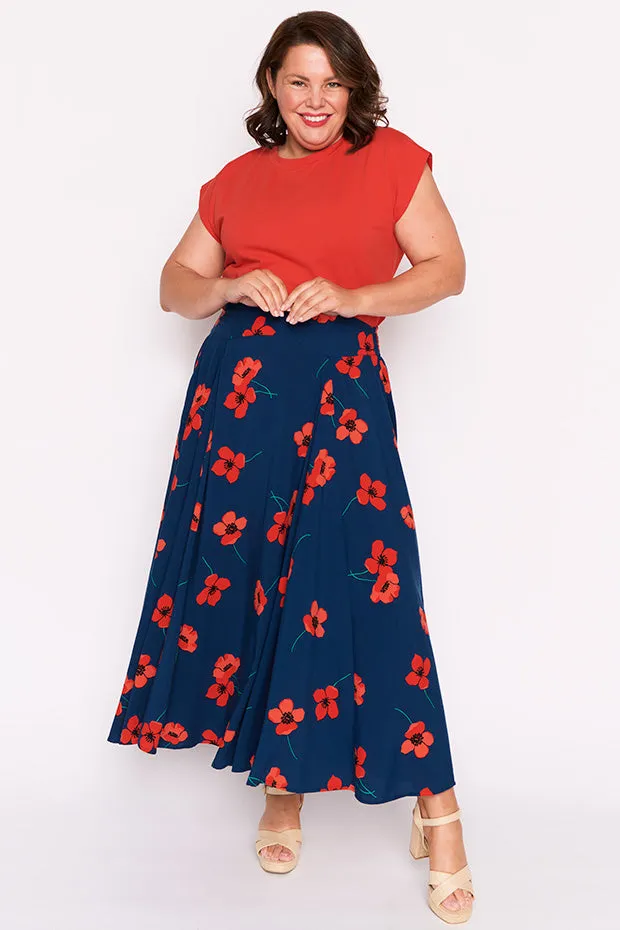 Katelyn Red Poppy Fields Skirt