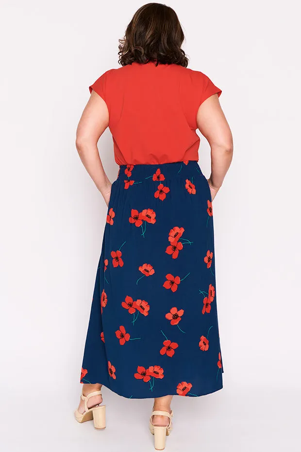 Katelyn Red Poppy Fields Skirt