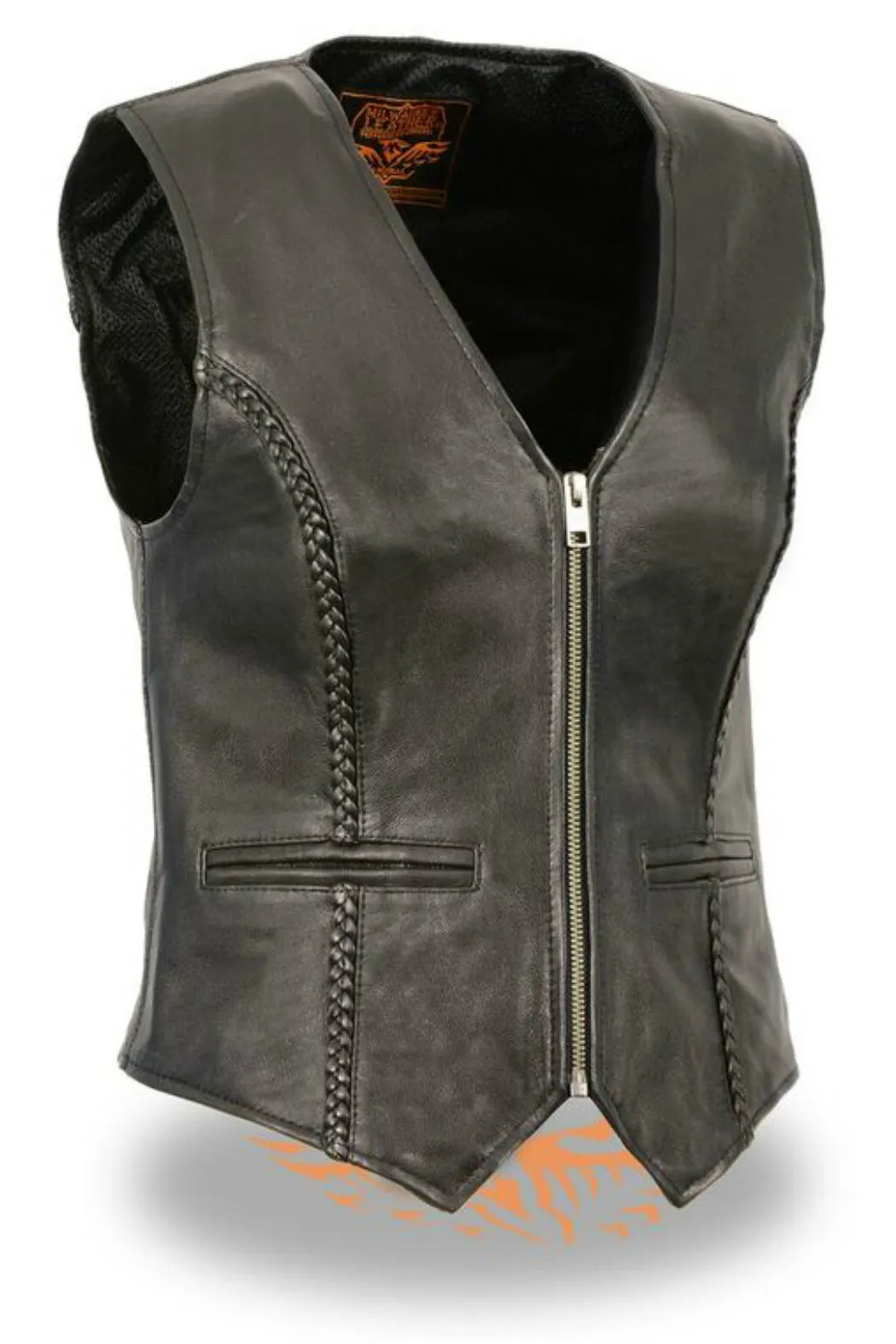 Ladies Zipper Front Braided Vest #4550