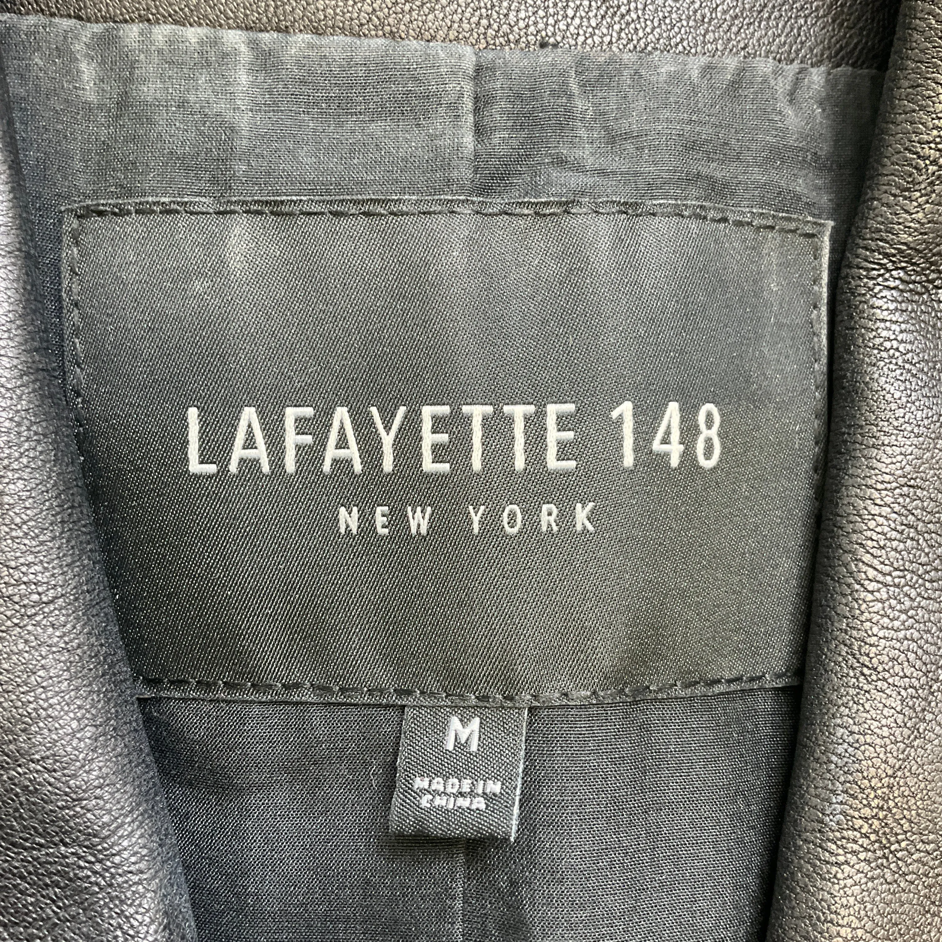 Lafayette 148 New York Black Moto Zip Leather Vest