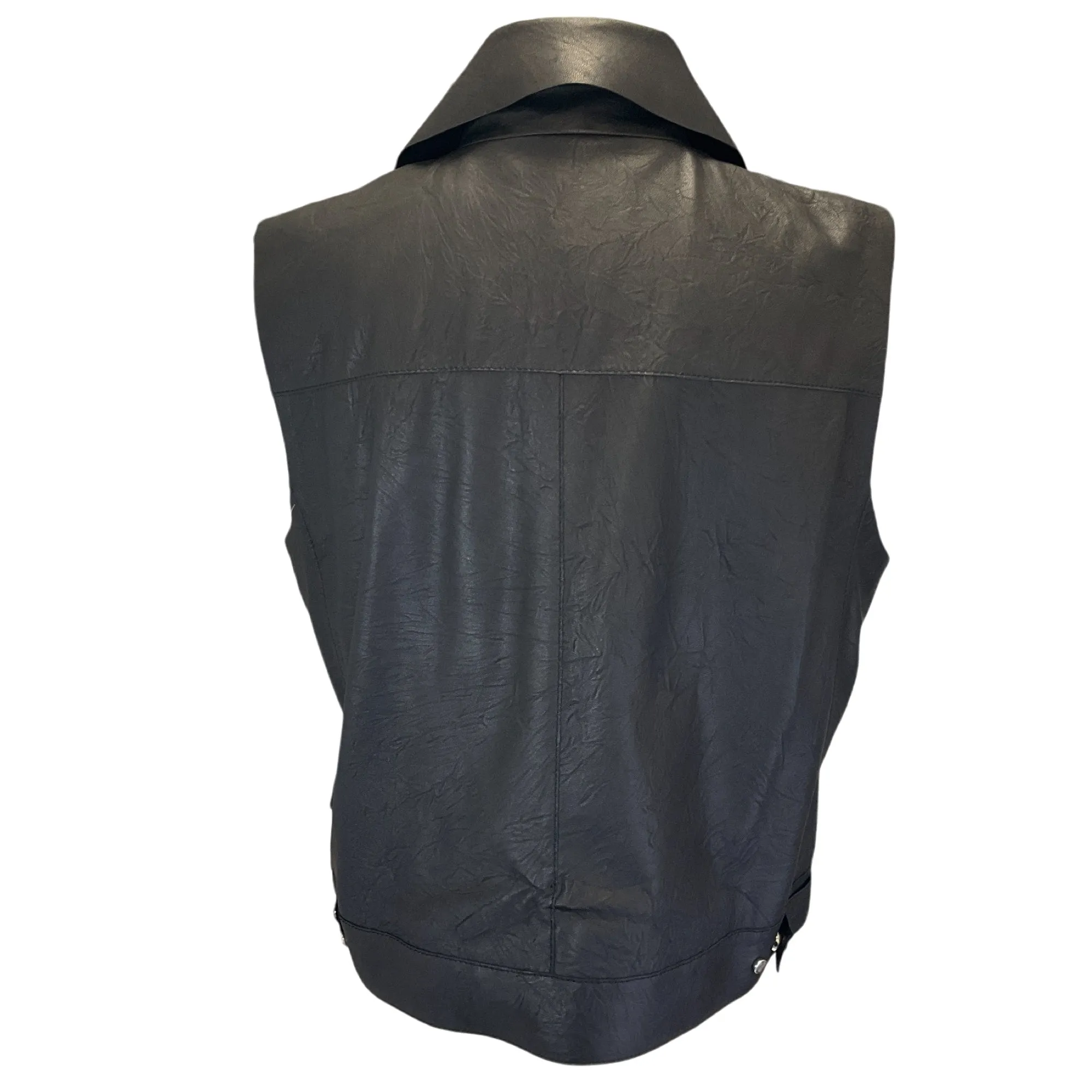 Lafayette 148 New York Black Moto Zip Leather Vest