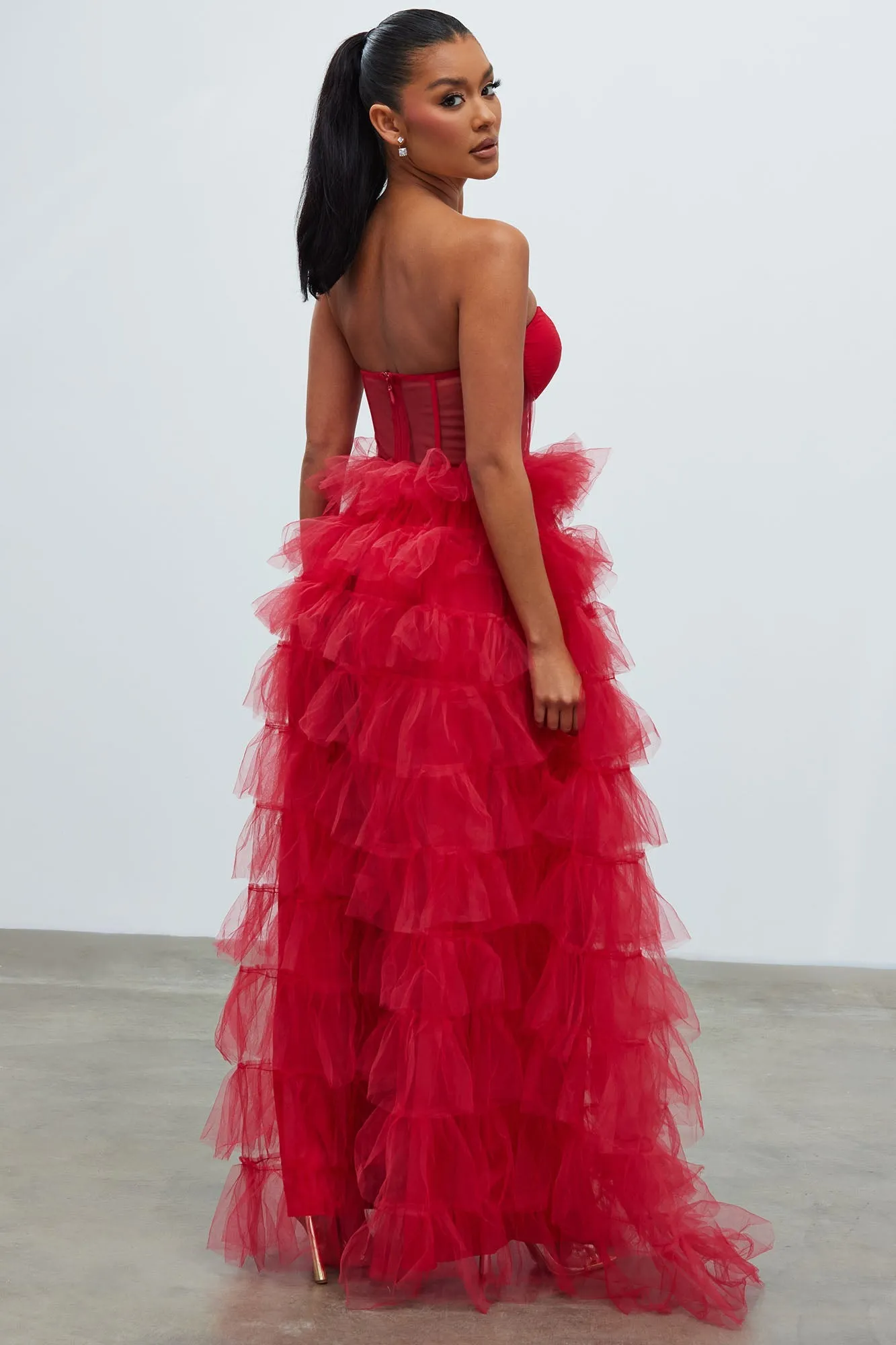 Lidia Tulle Gown - Red