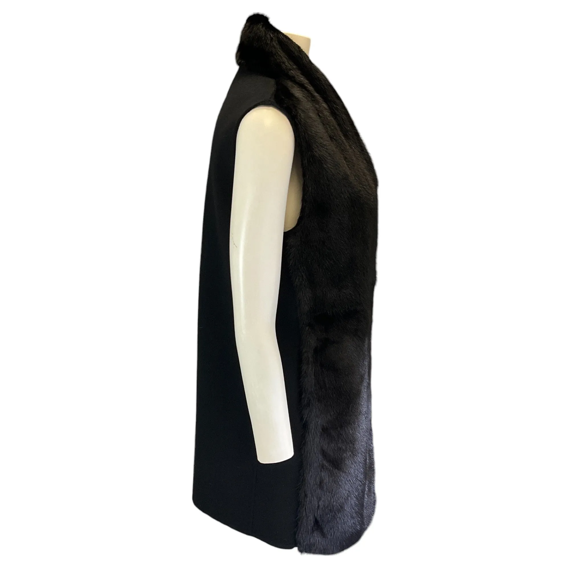 Linda Richards Luxury Black Mink Fur and Wool Vest