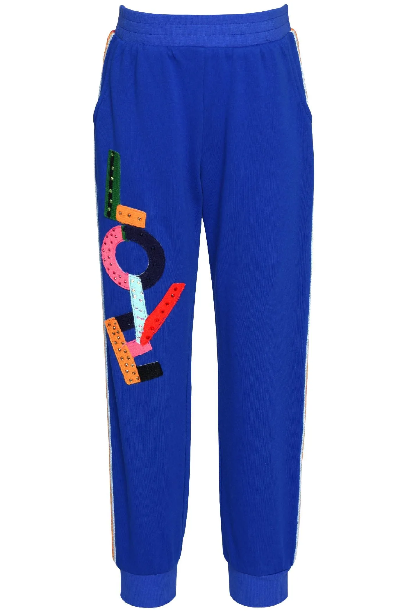 LOVE Joggers w/Crochet Trim- Royal Multi