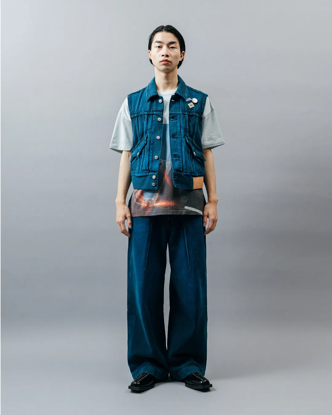 LOW SILHOUETTE DENIM VEST .09【BLUE BLACK】