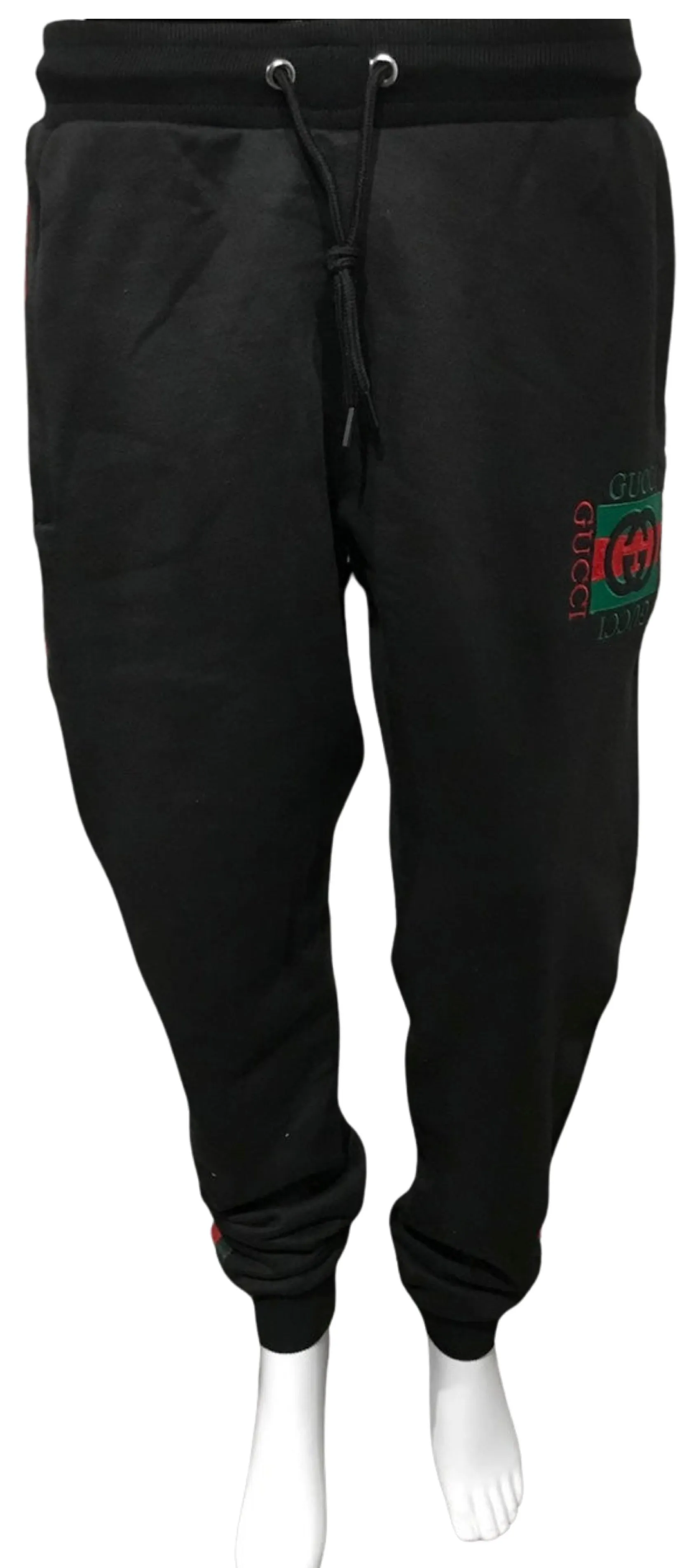 ^LUXURY^ (BLACK-MULTI) ITALIAN LUXURY EMBROIDERED JOGGER SWEATPANTS