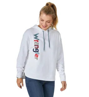 LWK399W - Wrangler Women's Retro White Long Sleeve Multi Color Logo Hoodie