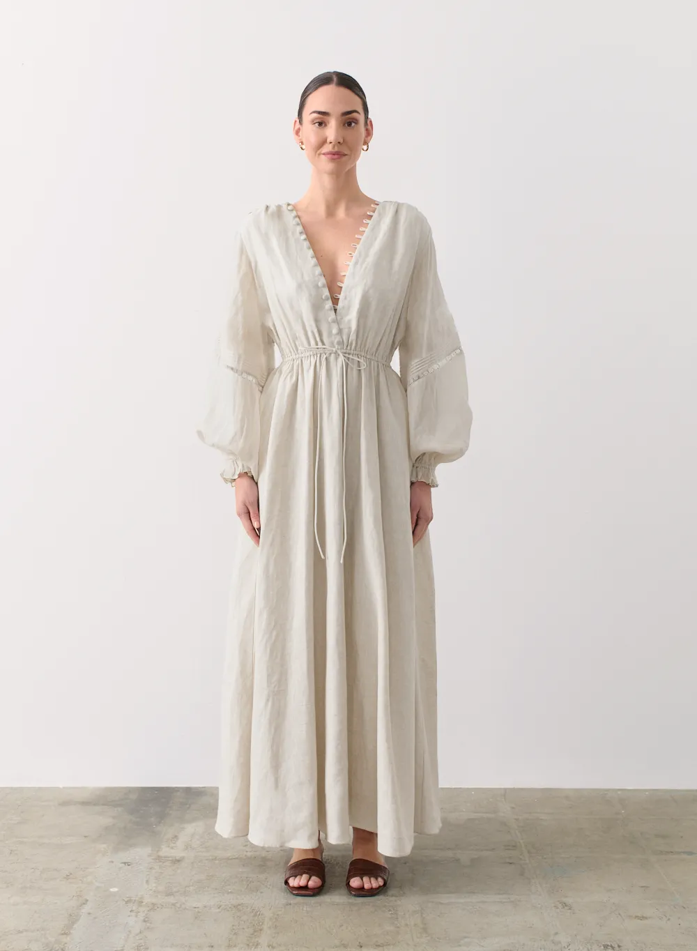 Melinda Linen Organic Cotton Maxi Dress | Natural