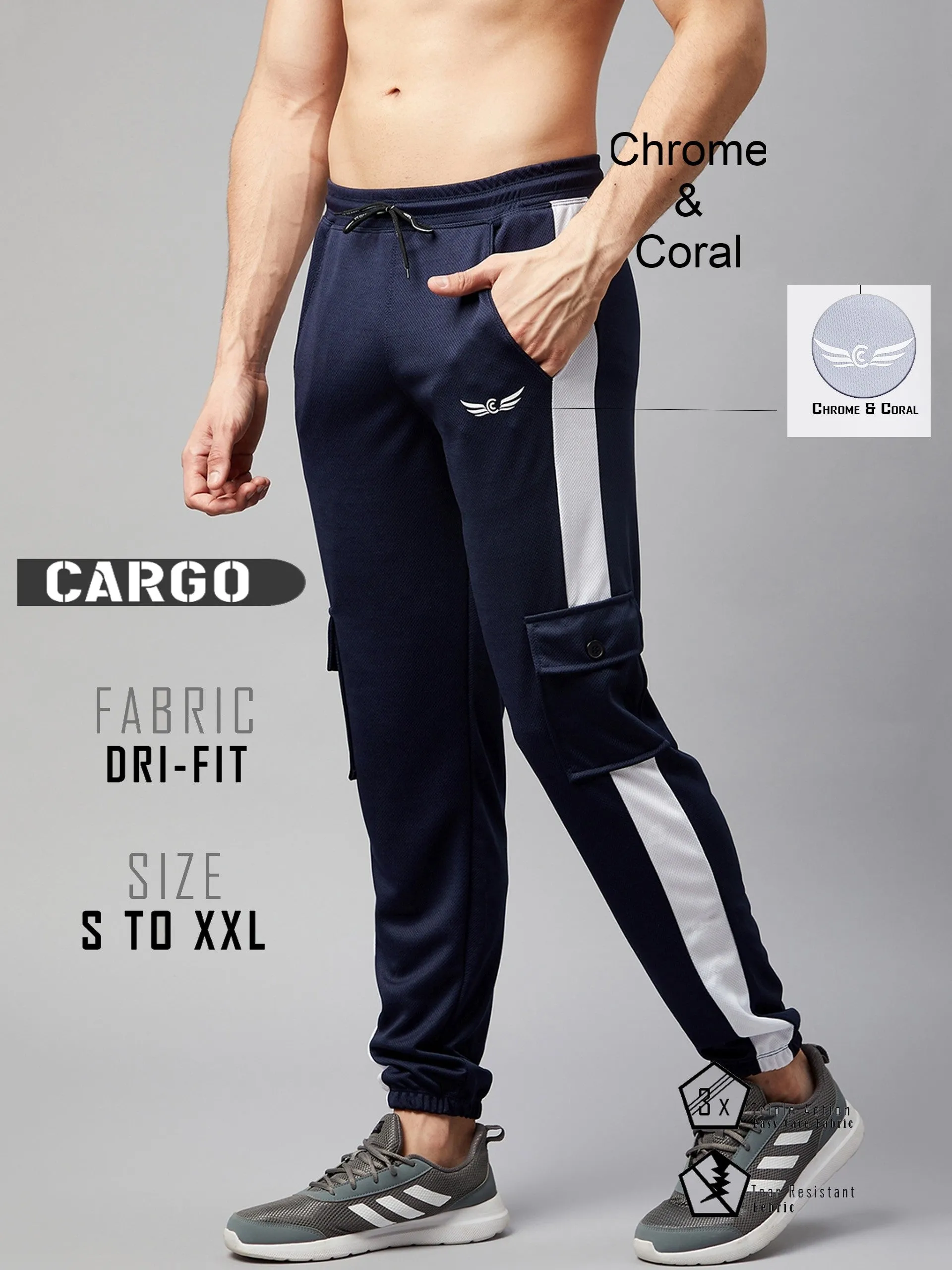 Men Colorblock Navy/White Blue Joggers (Pack of 1)