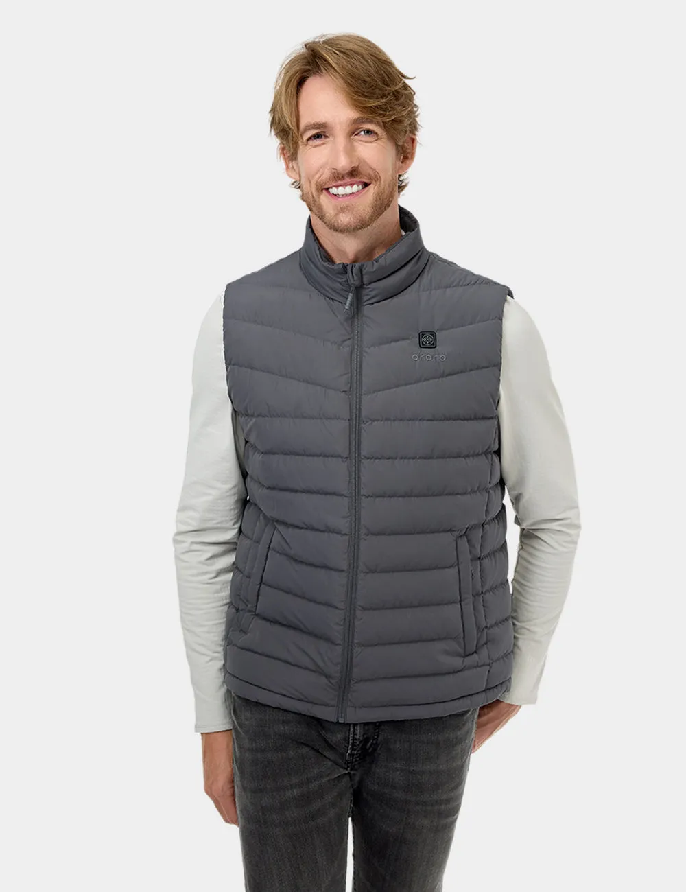 Men's Heated Lightweight Down Vest - Grey/Green/Khaki