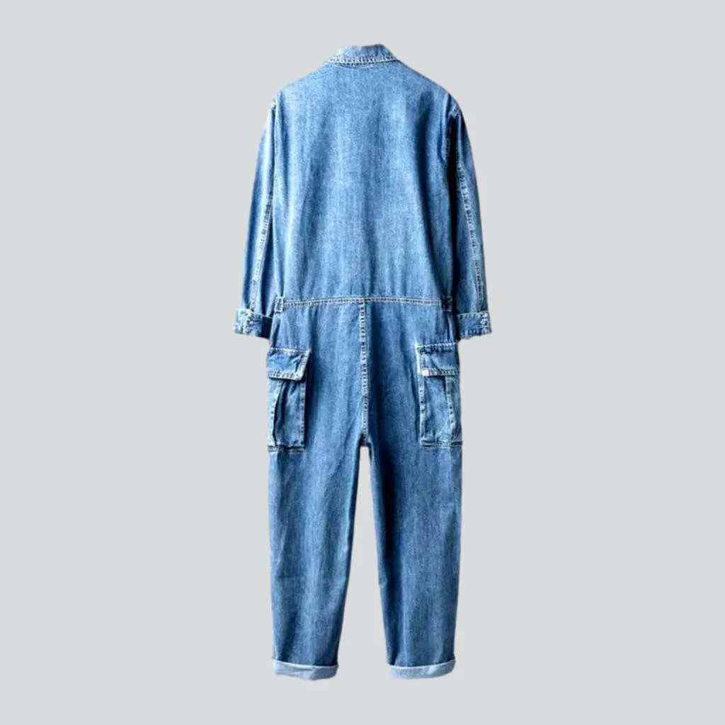 Men's stonewashed denim jumpsuit