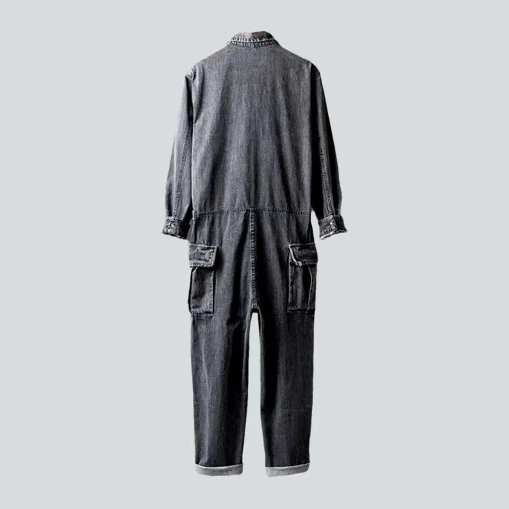 Men's stonewashed denim jumpsuit