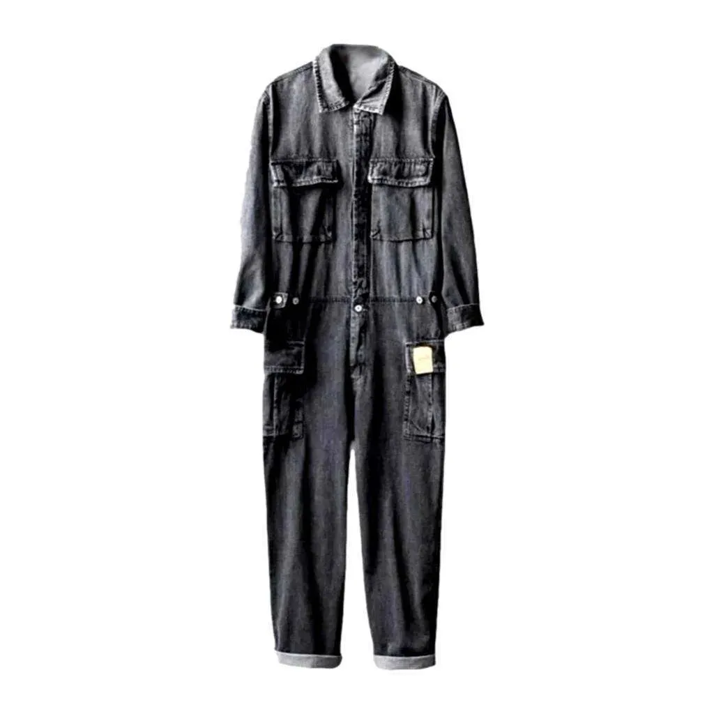 Men's stonewashed denim jumpsuit