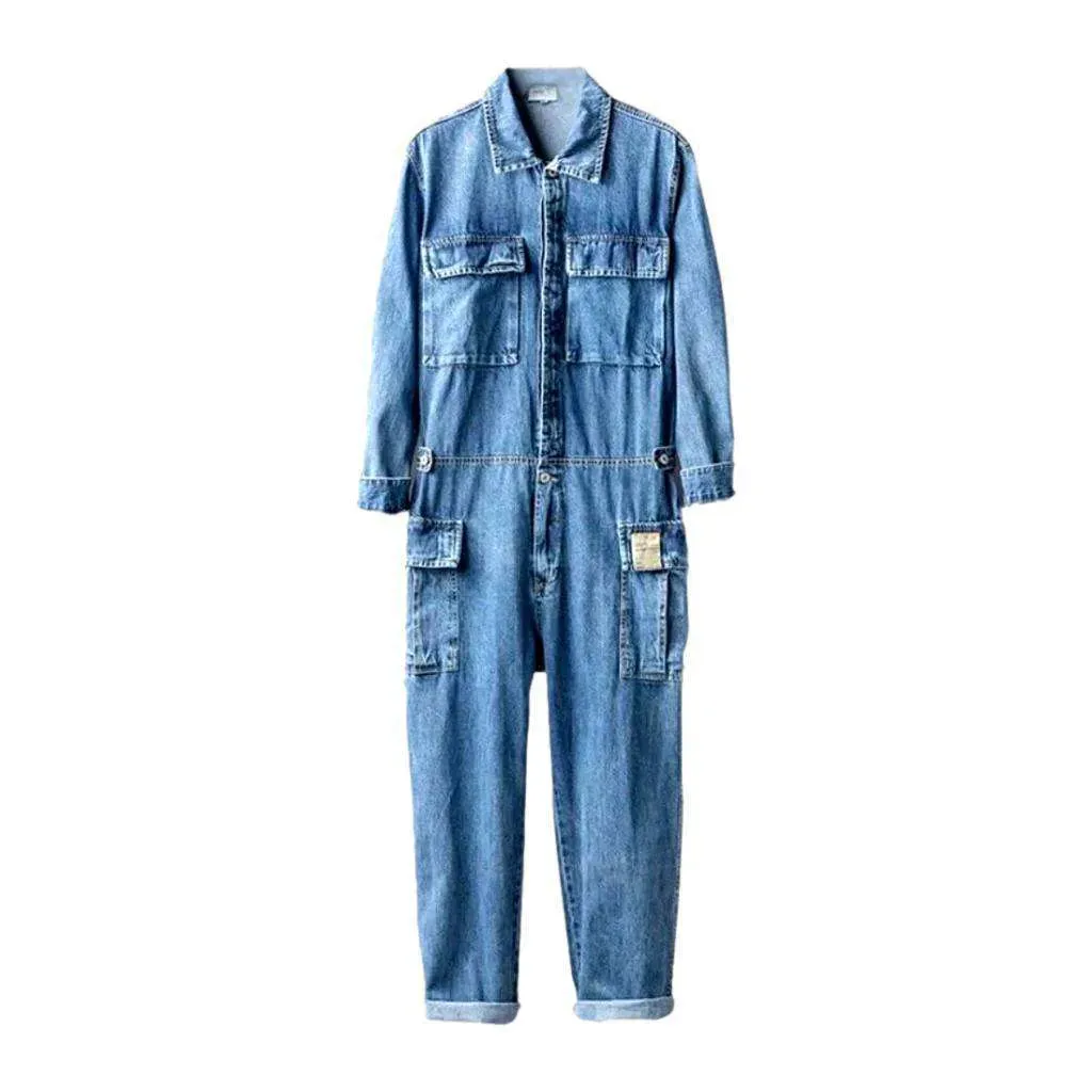 Men's stonewashed denim jumpsuit