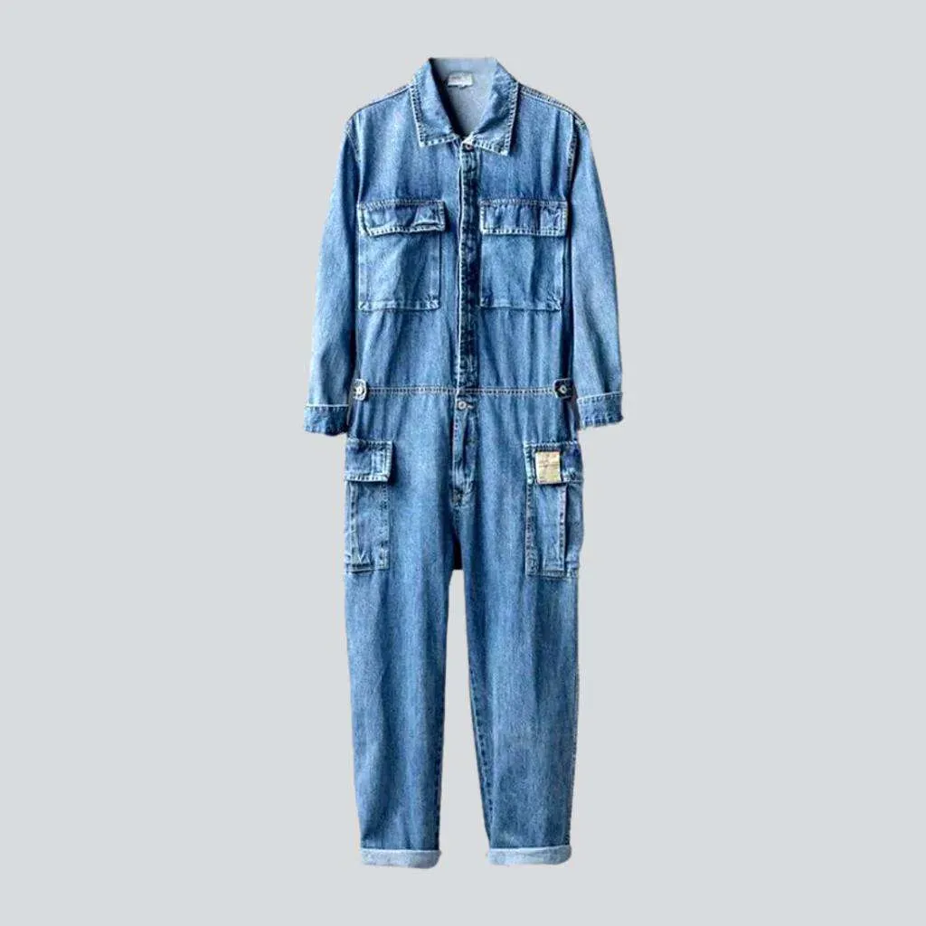 Men's stonewashed denim jumpsuit