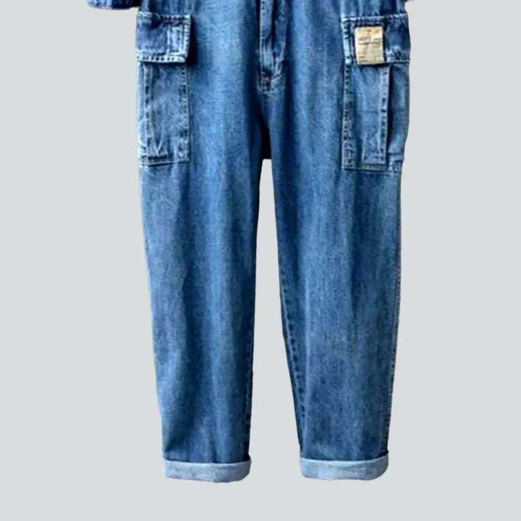 Men's stonewashed denim jumpsuit