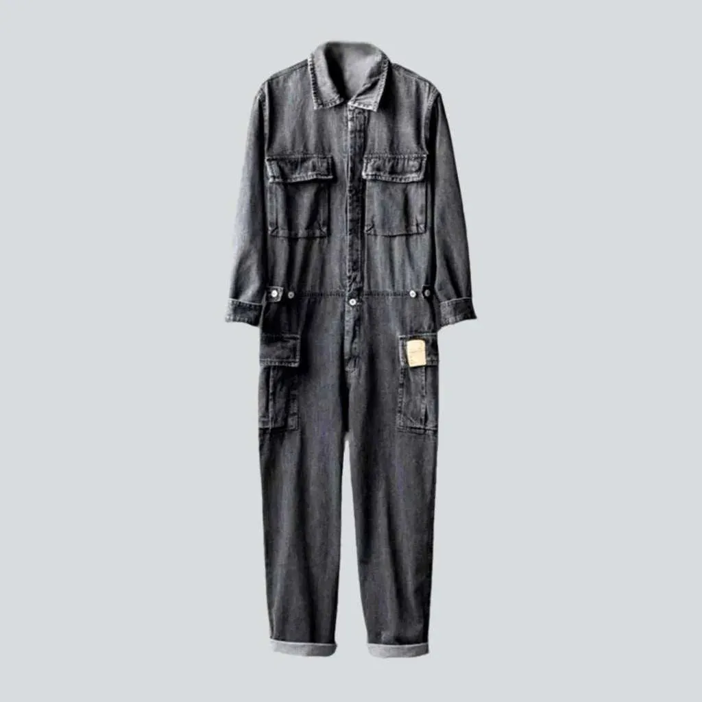 Men's stonewashed denim jumpsuit