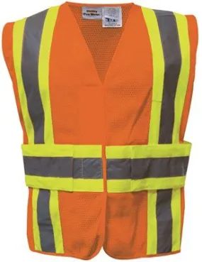 Mesh Safety Vest 3 Point Breakaway Class 2 Orange Xl