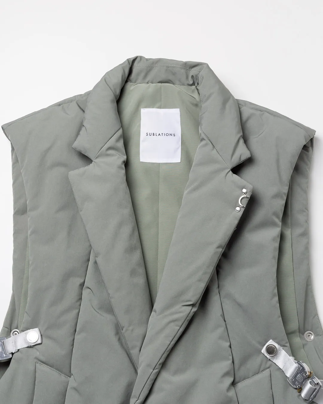 MICROFIBER TWILL PUFFER TAILORED VEST .10【ICE GREEN】