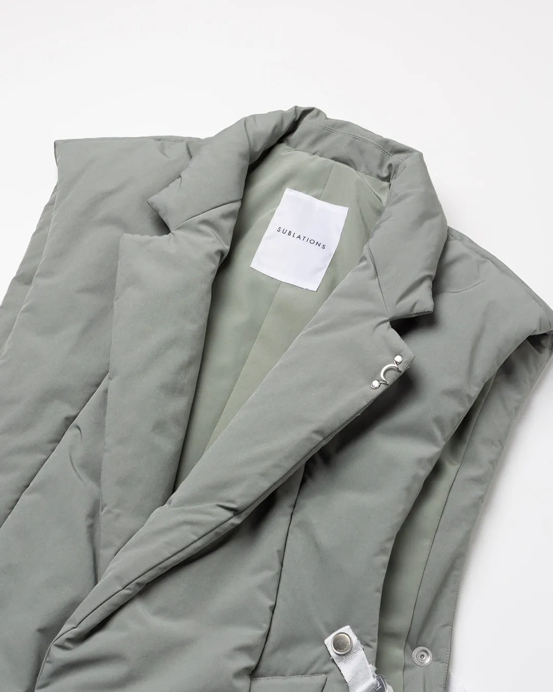 MICROFIBER TWILL PUFFER TAILORED VEST .10【ICE GREEN】