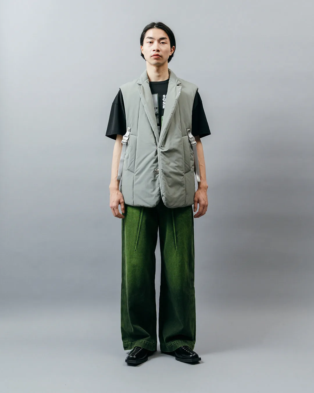 MICROFIBER TWILL PUFFER TAILORED VEST .10【ICE GREEN】