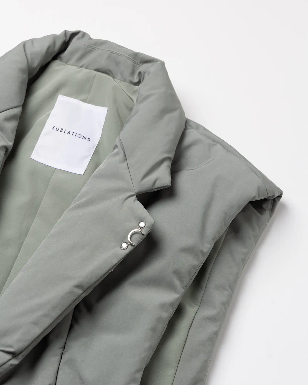 MICROFIBER TWILL PUFFER TAILORED VEST .10【ICE GREEN】