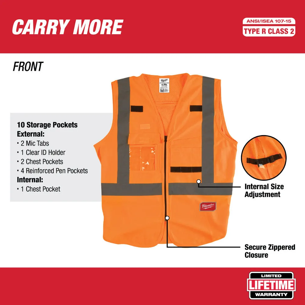 Milwaukee 48-73-5033 High Visibility Orange Safety Vest - XXL/XXXL