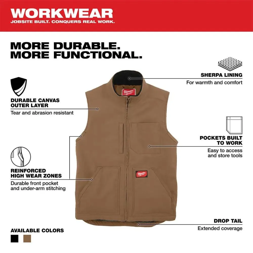 Milwaukee 801BR-M Heavy Duty Sherpa-Lined Vest - Brown M