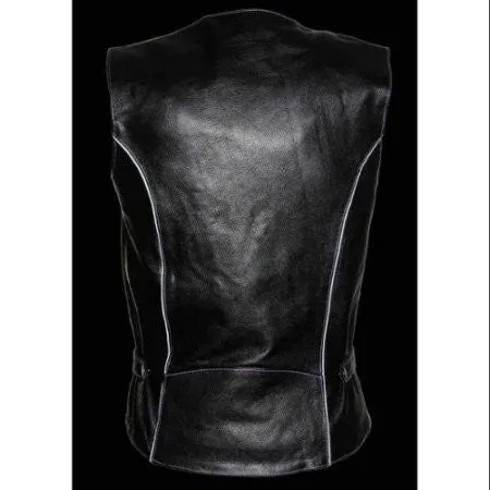 Milwaukee Women's Leather Vest (Black/Purple)