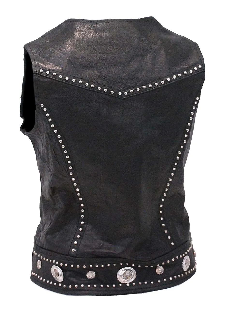 Mini Stud & Concho Zip Vest for Woman #VL4275SCZK ()