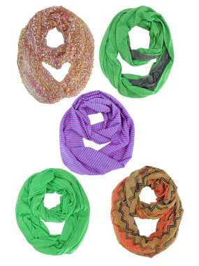 Multicolor Infinity Summer Scarf Collection 5-Pack Bundle