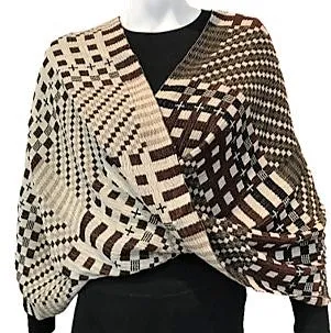 NUNO Infinity Shawl/Shrug: "Tiles" (Brown)