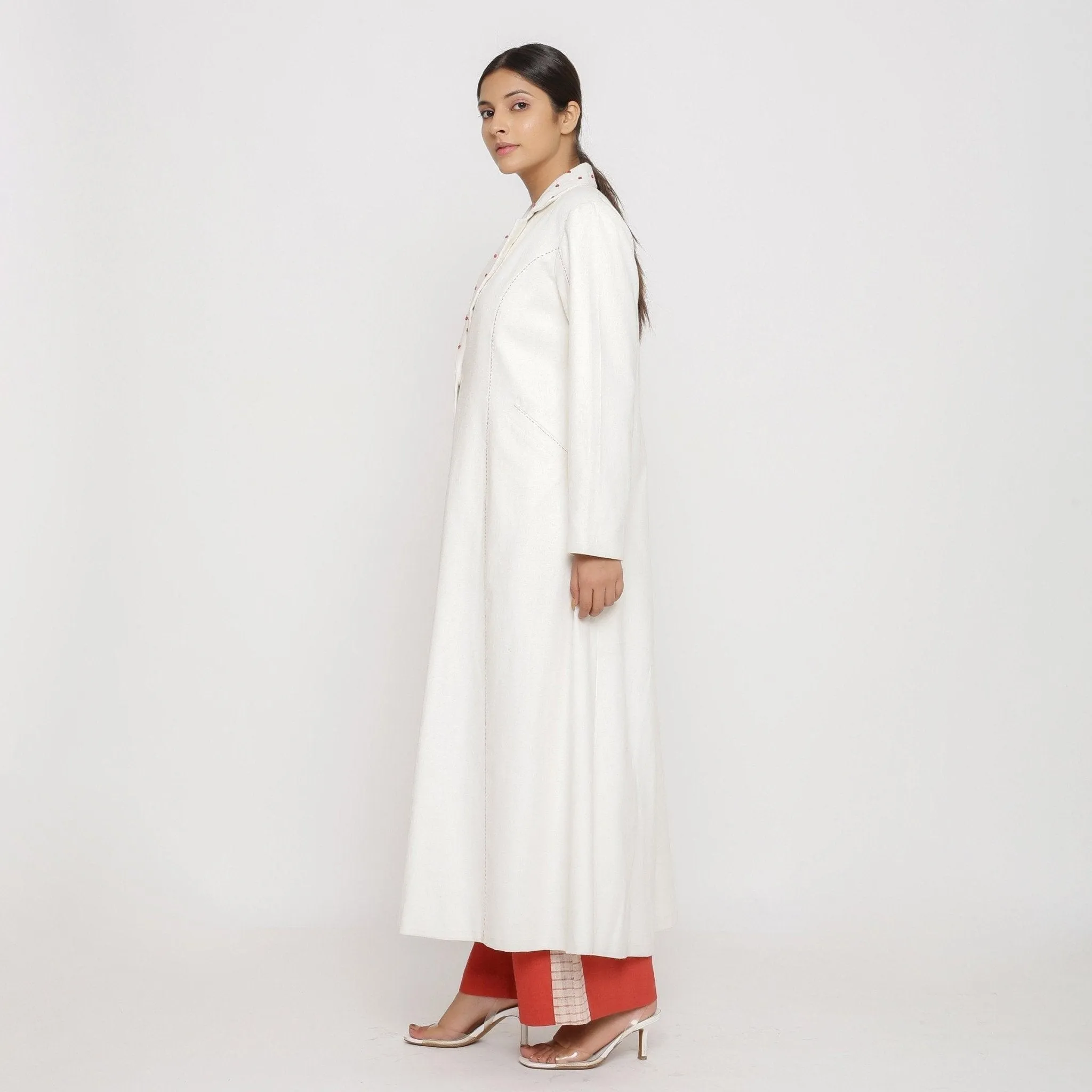 Off-White Hand Beaded Cotton Princess Line Overcoat