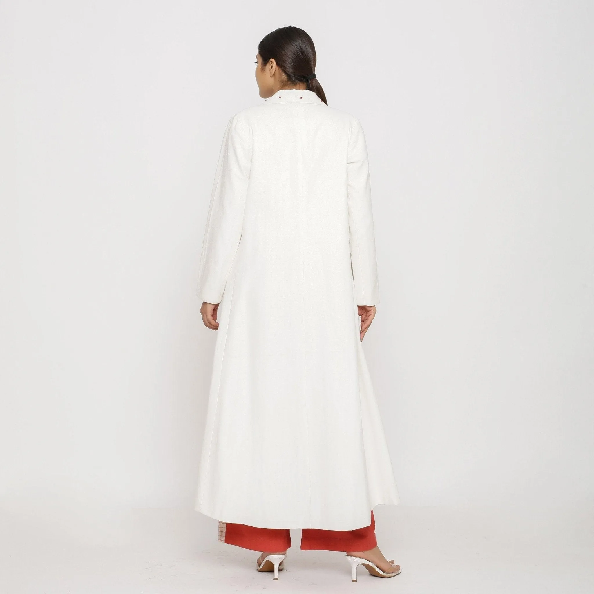 Off-White Hand Beaded Cotton Princess Line Overcoat