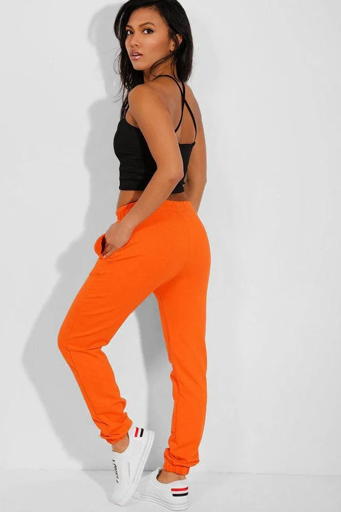 Orange Mid-Rise Waist Training Joggers