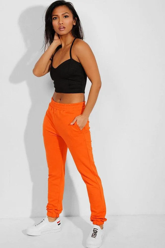 Orange Mid-Rise Waist Training Joggers